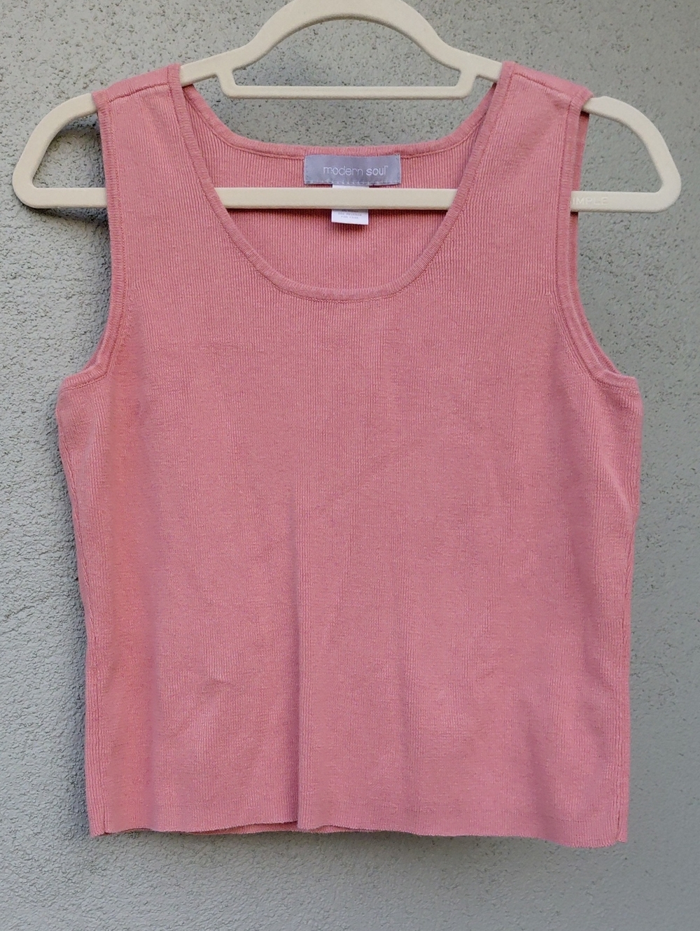 Modern Soul Peach Linen Blend Knit Sleeveless Top Women's Medium